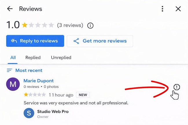 Click on the Report Google My Business icon