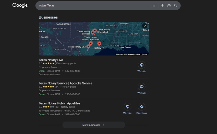 What are users looking for when they type notary SEO