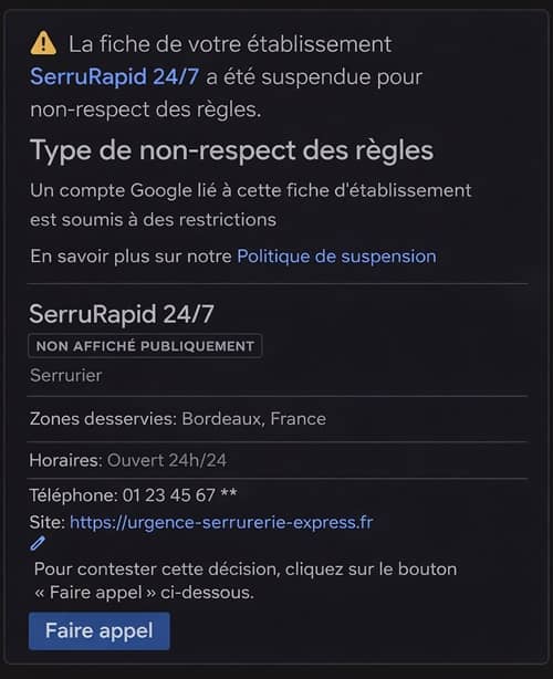 entreprise devient invisible sur Google et Google Maps