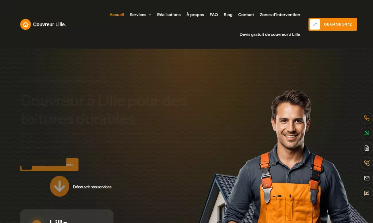 Mockup desktop du site Couvreur à Lille à louer