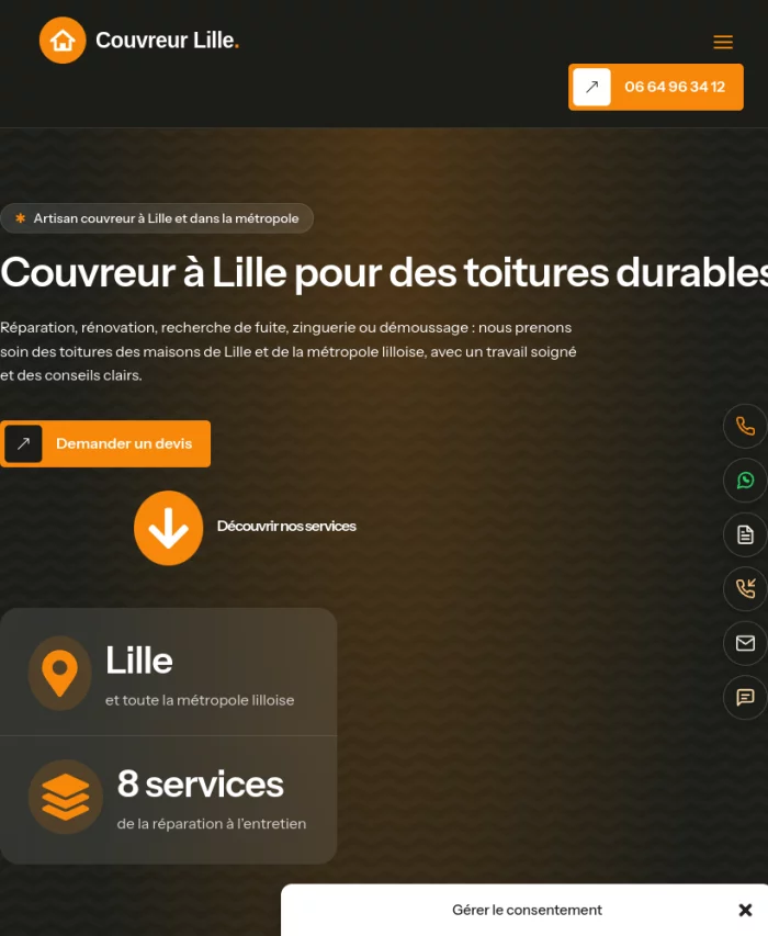 Mockup tablette du site Couvreur à Lille à louer
