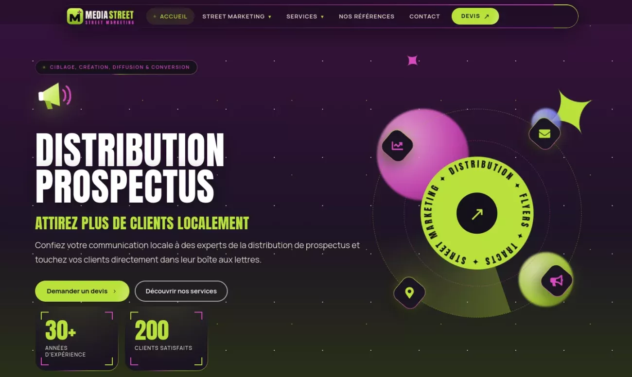 Mockup desktop du site Distribution de prospectus à louer