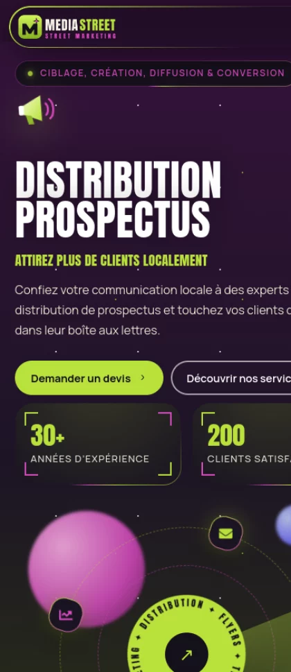 Mockup mobile du site Distribution de prospectus à louer