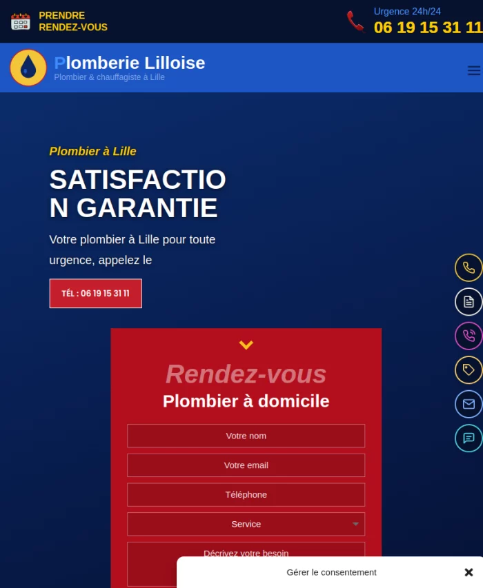 Mockup tablette du site Plombier à Lille à louer